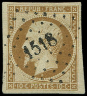 PRESIDENCE 9    10c. Bistre-jaune, Très Belles Marges, Obl. PC 1518, TTB - 1852 Louis-Napoléon