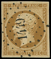 PRESIDENCE 9a   10c. Bistre-brun, Obl. PC 1449, TB/TTB - 1852 Louis-Napoléon