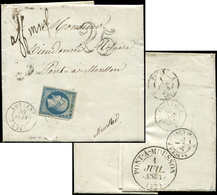 Let PRESIDENCE 10   25c. Bleu, P.d., Obl. PC 1761 Sur LAC, Càd T15 LORIENT 30/6/54, "affr. Insuf" Et Taxe 25, Arrivée Cà - 1852 Louis-Napoléon