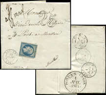 Let PRESIDENCE 10   25c. Bleu, P.d., Obl. PC 1761 Sur LAC, Càd T15 LORIENT 30/6/54, "affr. Insuf" Et Taxe 25, Arrivée Cà - 1852 Louis-Napoleon