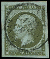 EMPIRE NON DENTELE 11    1c. Olive, Oblitéré Càd T15 PEZENAS 8/6/62, Belles Marges, TTB - 1853-1860 Napoléon III.