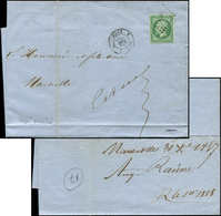 Let EMPIRE NON DENTELE 12    5c. Vert, Obl. PC 1896 S. LSC, Càd T15 MARSEILLE 31/12/57, TB - 1853-1860 Napoléon III.
