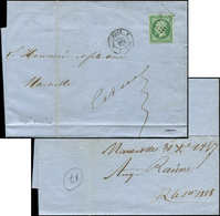 Let EMPIRE NON DENTELE 12    5c. Vert, Obl. PC 1896 S. LSC, Càd T15 MARSEILLE 31/12/57, TB - 1853-1860 Napoleon III