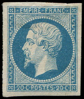 * EMPIRE NON DENTELE 14A  20c. Bleu, T I, Très Belles Marges, TB - 1853-1860 Napoleone III