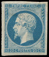 * EMPIRE NON DENTELE 14A  20c. Bleu, T I, Très Belles Marges, TB - 1853-1860 Napoléon III