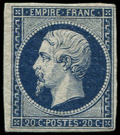 * EMPIRE NON DENTELE 14Ab 20c. Bleu-NOIR, T I, Petit Aminci Mais Aspect TB - 1853-1860 Napoleone III