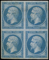 (*) EMPIRE NON DENTELE 14B  20c. Bleu, T II, BLOC De 4, TB - 1853-1860 Napoleone III