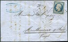 Let EMPIRE NON DENTELE 14A  20c. Bleu, Obl. PC 3546 S. LAC, Càd T15 VESOUL 1 JUIL 54 1er JOUR Du Nouveau TARIF, TB. C - 1853-1860 Napoleone III