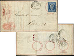 Let EMPIRE NON DENTELE 14Aa 20c. Bleu Foncé, Obl. PC 3472 S. LAC ILLUSTREE GRAR Raffinerie De Sucre, Càd T15 VALENCIENNE - 1853-1860 Napoleone III