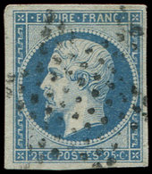 EMPIRE NON DENTELE 15   25c. Bleu, Oblitéré Etoile, TB. Br - 1853-1860 Napoleone III