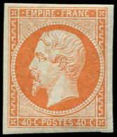 * EMPIRE NON DENTELE 16   40c. Orange, Inf. Pelurage En Angle Sinon Très Frais Et TB. C - 1853-1860 Napoléon III