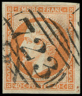 EMPIRE NON DENTELE 16   40c. Orange, Obl. GC ANGLAIS 723 De Southampton, TTB - 1853-1860 Napoleone III