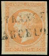 EMPIRE NON DENTELE 16   40c. Orange, Obl. (ES)TRANGE(RO) (B)ARCELO(NA), TB - 1853-1860 Napoleone III