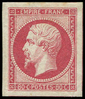 * EMPIRE NON DENTELE 17B  80c. Rose, Pelurage Et Légère Rousseur, Grandes Marges, Aspect Superbe - 1853-1860 Napoleone III