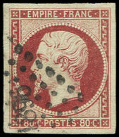 EMPIRE NON DENTELE 17A  80c. Carmin, Obl. PC 1896, TTB - 1853-1860 Napoleone III