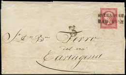 Let EMPIRE NON DENTELE 17B  80c. Rose Obl. ESTRANGERO/BARCELONA S. LSC, Arr. MURCIA 21/11 Et CARTAGENA MURCIA 22/11/62,  - 1853-1860 Napoleon III