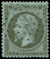 EMPIRE DENTELE 19    1c. Olive, Obl. ANCRE, TB - 1862 Napoleone III