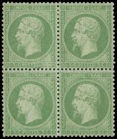 * EMPIRE DENTELE 20    5c. Vert, BLOC De 4 Bien Centré, 2 Ex. Inf. Trace De Ch., TB - 1862 Napoleon III