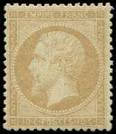 * EMPIRE DENTELE 21   10c. Bistre, Très Bien Centré Ce Qui Est Rare Pour Ce Timbre, Ch. Légère, TTB. Br - 1862 Napoleone III