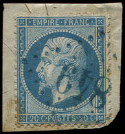 EMPIRE DENTELE 22   20c. Bleu, Obl. GC 848 (Chambois 59) En BLEU S. Fragt, TB - 1862 Napoleon III