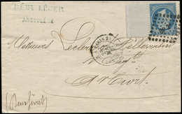 Let EMPIRE DENTELE 22   20c. Bleu, Grand BORD De FEUILLE, Obl. Amb. BP 2e S. LAC, Càd BORDEAUX A PARIS 2e 28/5/67, TTB - 1862 Napoleone III