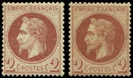 * EMPIRE LAURE 26A Et 26B, 2c. Brun-rouge, T I Et T II, TB - 1863-1870 Napoleon III With Laurels