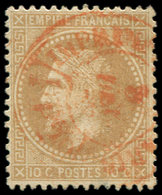 EMPIRE LAURE 28A  10c. Bistre, T I, Obl. Càd ROUGE Des Imprimés, TB - 1863-1870 Napoleon III With Laurels