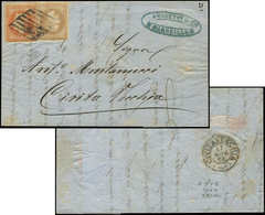 Let EMPIRE LAURE 28A Et 31 Obl. GRILLE ITALIENNE S. LAC De Marseille, Arr. CIVITA VECCHIA 17/11/69, TTB - 1863-1870 Napoleon III With Laurels