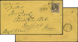 Let EMPIRE LAURE 30   30c. Brun, Obl. Càd Amb. PARIS A CALAIS 6/7/71 S. Env., Arr. NEWPORT-MON (GB), Obl. Rare Sur Le Ti - 1863-1870 Napoleon III With Laurels