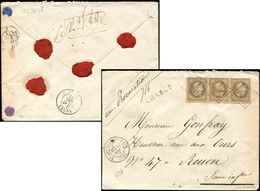 Let EMPIRE LAURE 30   30c. Brun, BANDE De 3 Obl. PC Du GC 3638 S. Env. CHARGE, Càd T17 ST GERMAIN En LAYE 12/71, TTB - 1863-1870 Napoleon III With Laurels