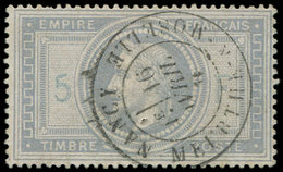 EMPIRE LAURE 33    5f. Violet-gris, Obl. Càd T18 NANCY 16/4/(76), Pelurage Et Une Dc, Aspect Superbe - 1863-1870 Napoleon III With Laurels