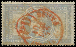 EMPIRE LAURE 33    5f. Violet-gris, Obl. Càd ROUGE Des Imprimés, Restauré, B/TB - 1863-1870 Napoleon III With Laurels