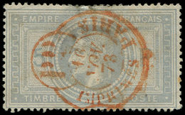 EMPIRE LAURE 33    5f. Violet-gris, Obl. Càd ROUGE Des Imprimés, Très Défx, Mais Très Bonne Frappe, B - 1863-1870 Napoleon III With Laurels
