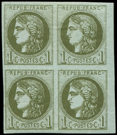 * EMISSION DE BORDEAUX 39B   1c. Olive, R II, BLOC De 4 Petit Bdf, TB - 1870 Bordeaux Printing