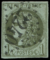 EMISSION DE BORDEAUX 39A   1c. Olive, R I, Oblitéré GC 2240, TB. C - 1870 Emissione Di Bordeaux