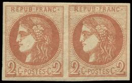 * EMISSION DE BORDEAUX 40B   2c. Brun-rouge, R II, PAIRE, TB, Certif. JF Brun - 1870 Emissione Di Bordeaux