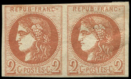 * EMISSION DE BORDEAUX 40B   2c. Brun Rouge Proche De Brique, R II, PAIRE Avec Pt De Rousseur, Aspect TB - 1870 Bordeaux Printing