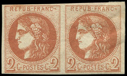 * EMISSION DE BORDEAUX 40B   2c. Brun Rouge Proche De Brique, R II, PAIRE Avec Pt De Rousseur, Aspect TB - 1870 Emissione Di Bordeaux