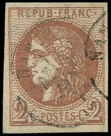 EMISSION DE BORDEAUX 40B   2c. Brun-rouge, R II, Obl. Càd T16 NANTES 1/1/71, TB/TTB - 1870 Bordeaux Printing