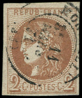 EMISSION DE BORDEAUX 40Bg  2c. CHOCOLAT, R II, Obl. Càd T17 MON(TPELLIER) 11/3/71, Nuance Chocolat Clair Certifiée P. Sc - 1870 Bordeaux Printing
