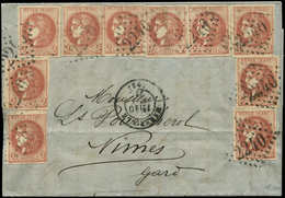 Let EMISSION DE BORDEAUX 40B   2c. Brun-rouge, R II, 10 Ex. Obl. GC 2240 S. LAC, Càd T17 MARSEILLE 10/5/71, Pli D'archiv - 1870 Bordeaux Printing