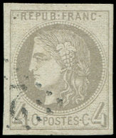 EMISSION DE BORDEAUX 41A   4c. Gris, R I, Belles Marges, Obl. GC, Effigie Dégagée, Superbe. C - 1870 Emissione Di Bordeaux