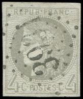 EMISSION DE BORDEAUX 41B   4c. Gris, R II, Obl. GC 3951, TB. J - 1870 Emissione Di Bordeaux