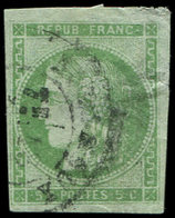 EMISSION DE BORDEAUX 42A   5c. Vert-jaune, R I, Obl. Càd, Très Défx, B. S - 1870 Bordeaux Printing