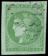 EMISSION DE BORDEAUX 42B   5c. Vert-jaune, R II, Obl. Légère, Belles Marges, TTB - 1870 Bordeaux Printing
