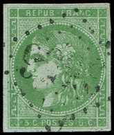 EMISSION DE BORDEAUX 42B   5c. Vert-jaune, R II, Oblitéré GC, TB - 1870 Emissione Di Bordeaux