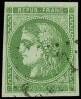 EMISSION DE BORDEAUX 42B   5c. Vert-jaune, 2ème état, Oblitéré GC, TB - 1870 Bordeaux Printing