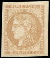 * EMISSION DE BORDEAUX 43A  10c. Bistre, R I, Petit Bdf, TTB - 1870 Bordeaux Printing