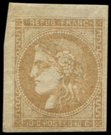 * EMISSION DE BORDEAUX 43B  10c. Bistre-jaune, R II, Petit Cdf, G. D'origine Lég. Jaunie, TB - 1870 Bordeaux Printing