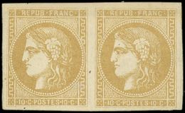 * EMISSION DE BORDEAUX 43B  10c. Bistre-jaune, R II, PAIRE, Grande Fraîcheur, TTB - 1870 Bordeaux Printing